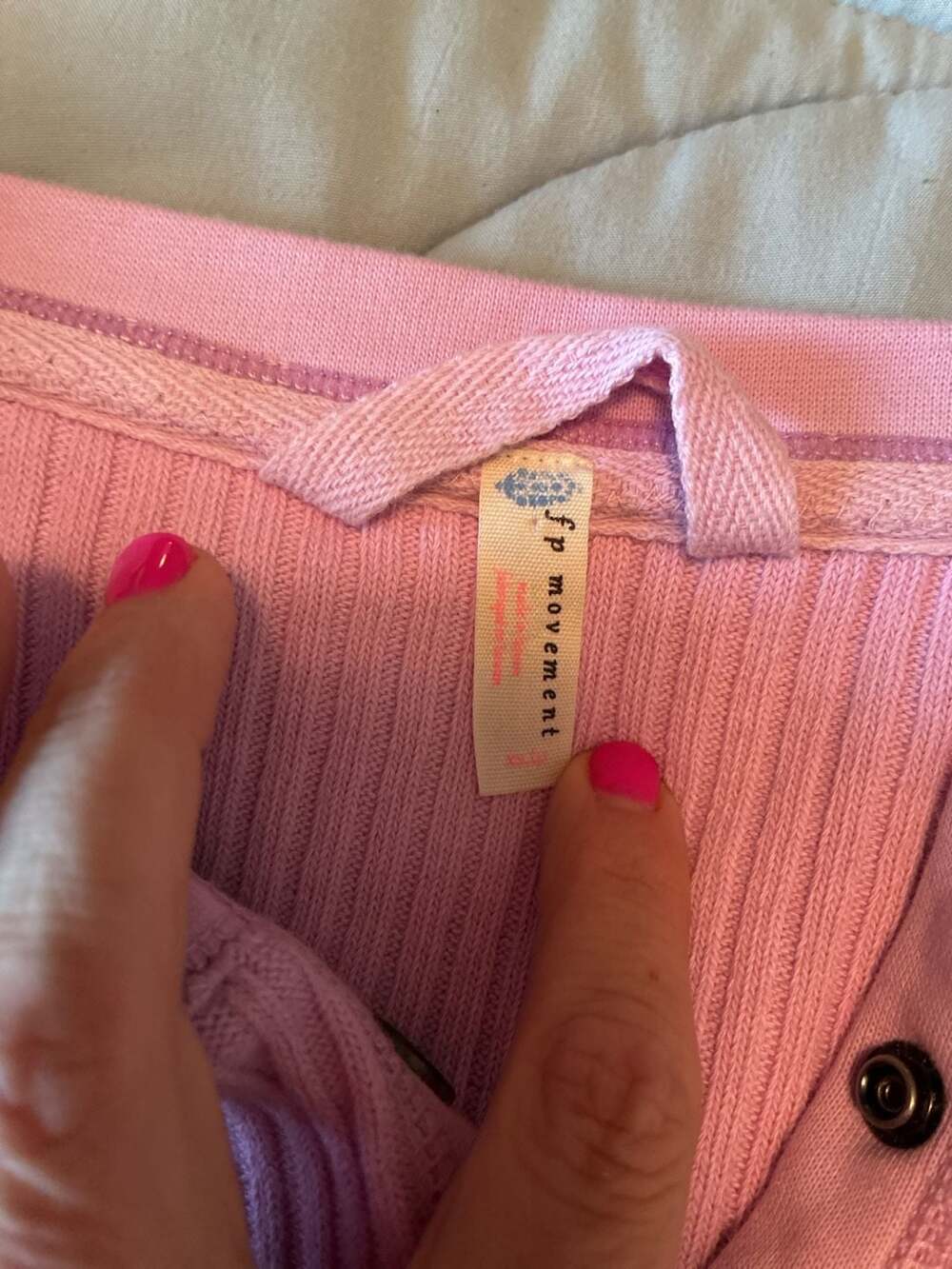 FP Movement Hit The Slopes Henley Ribbed Long Sleeve Top Lilac Sz XS A680 - Picture 2 of 10